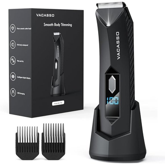 Other - Electric Body Hair Trimmer  w/Light & LED Display, Waterproof Wet/Dry Clippers,